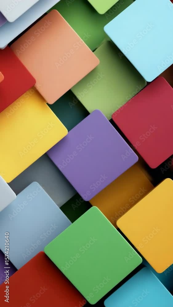 Poster a colorful image of squares of different colors. the squares are arranged in a way that they look li