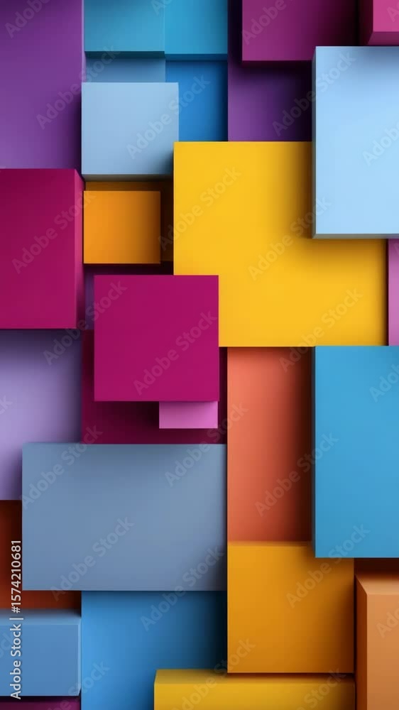Poster a colorful image of blocks in various colors. the blocks are arranged in a way that creates a sense 