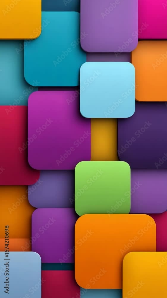 Poster a colorful image of squares with a blue square in the middle. the squares are in different colors an
