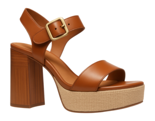 Retro platform sandals with chunky heels and buckle straps