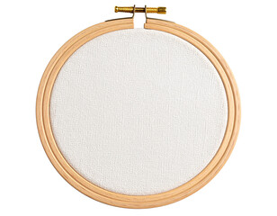 Elegant Embroidery Hoop with Golden Metal Hardware and Wooden Frame, Isolated on Transparent Background PNG
