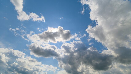 A Beautiful Summer Sky adorned with Fluffy White Clouds, creating a breathtaking atmosphere