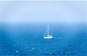 Fototapeta premium White Sailboat on the Sea