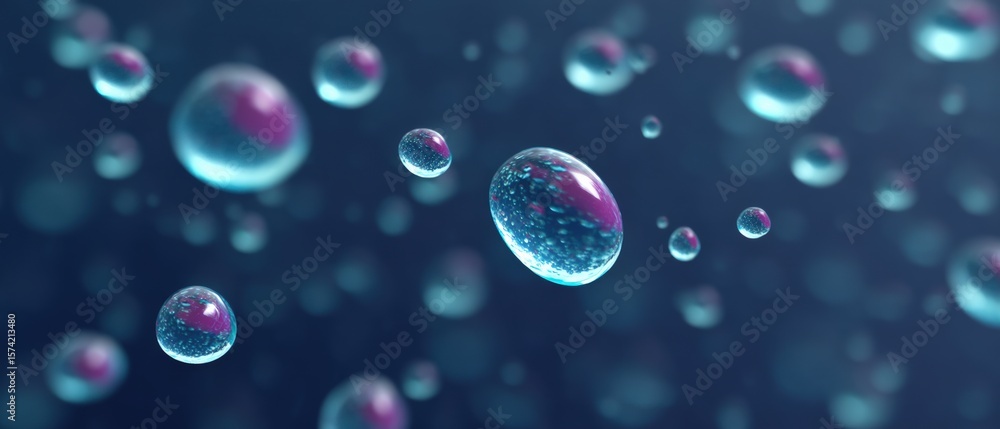 Poster dynamic water droplets macro shot abstract digital environment close up perspective fluidity and mot
