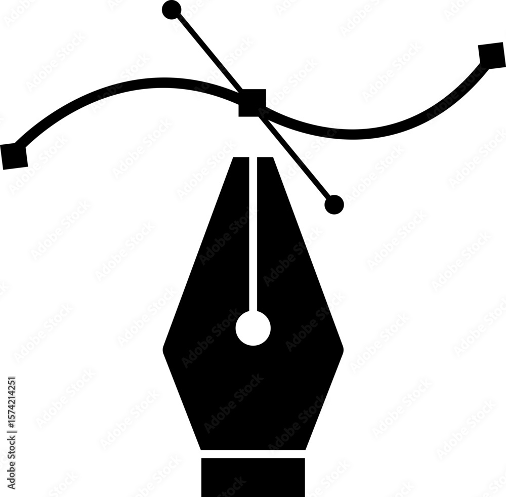 Fototapete pen tool cursor. vector computer graphics. logo for designer or illustrator. design icon. the curve 
