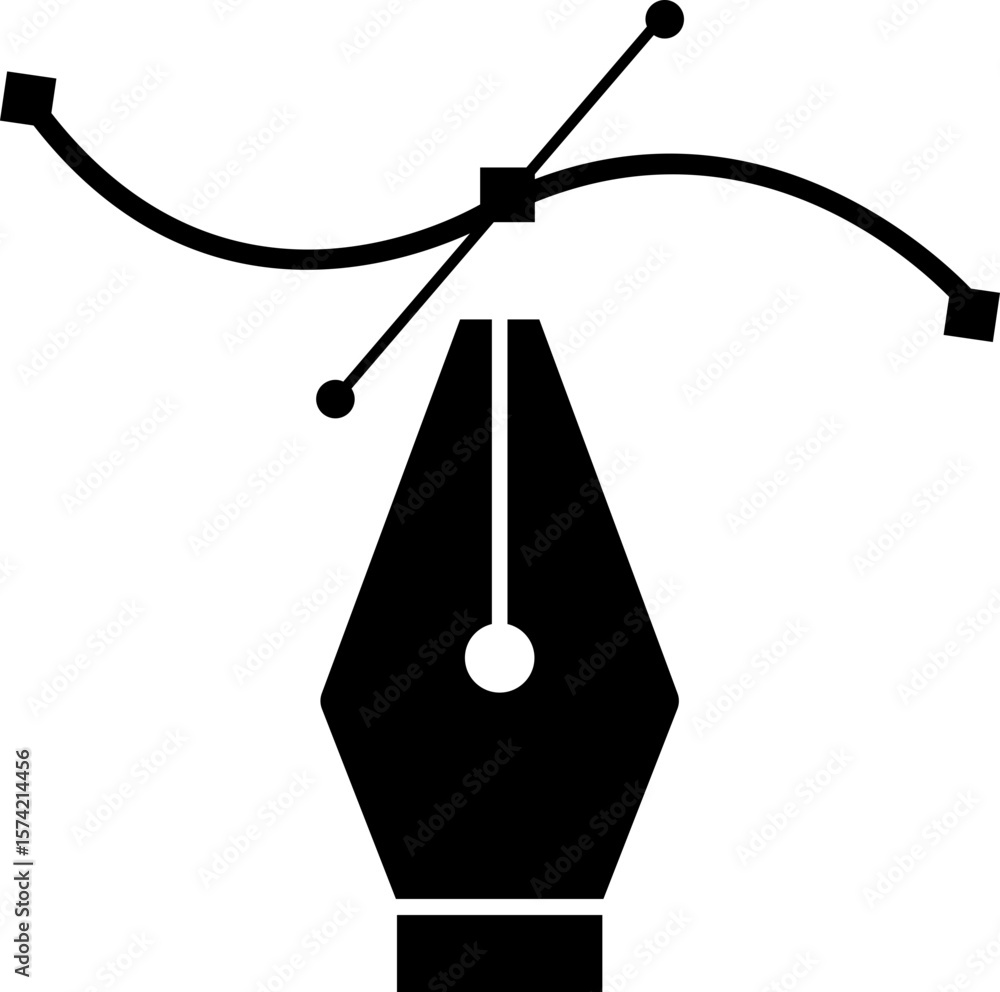 Fototapete pen tool cursor. vector computer graphics. logo for designer or illustrator. design icon. the curve 