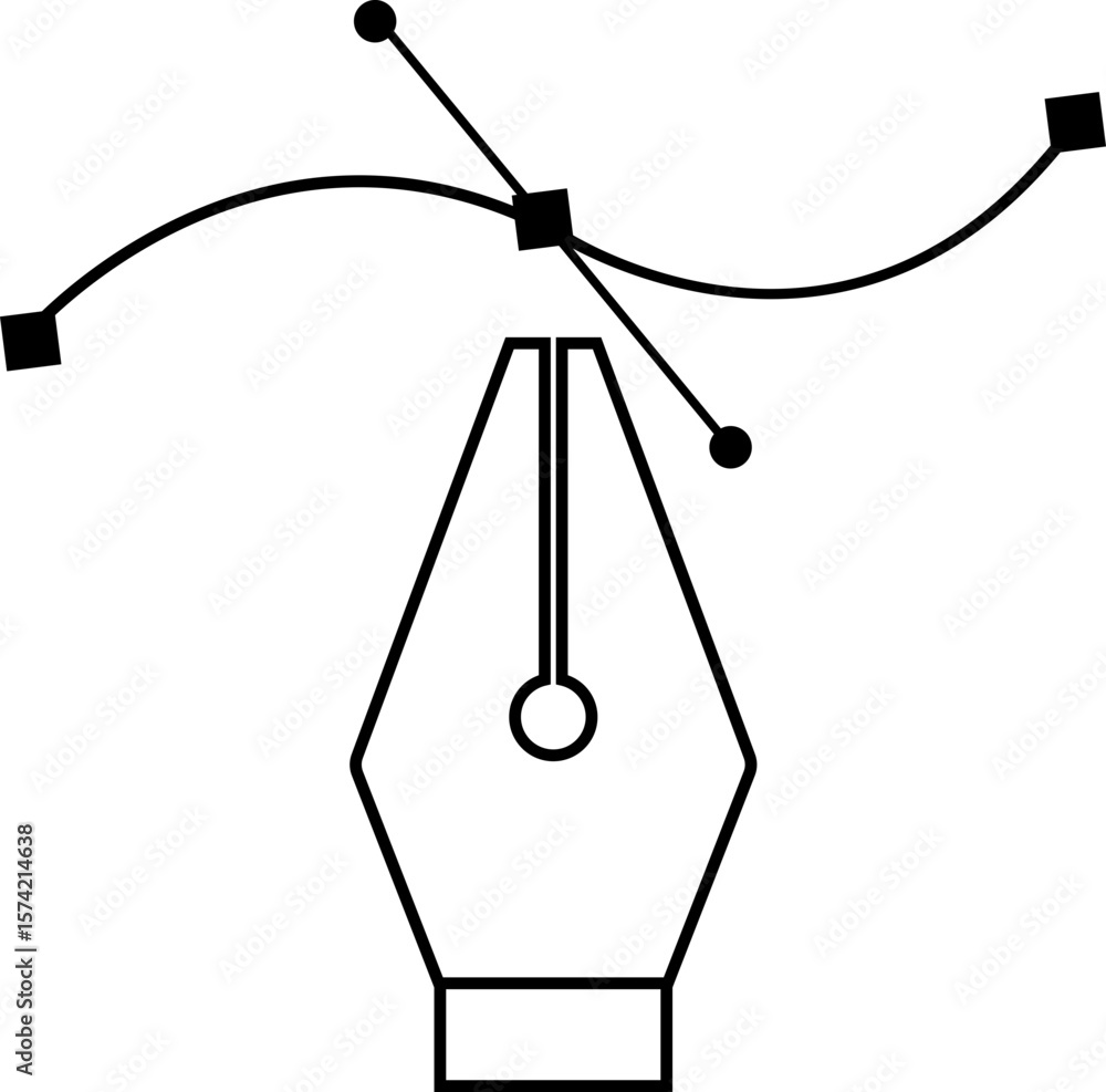 Fototapete pen tool cursor. vector computer graphics. logo for designer or illustrator. design icon. the curve 