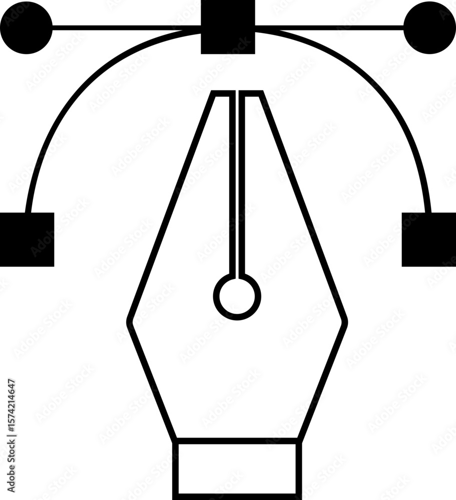 Fototapete pen tool cursor. vector computer graphics. logo for designer or illustrator. design icon. the curve 
