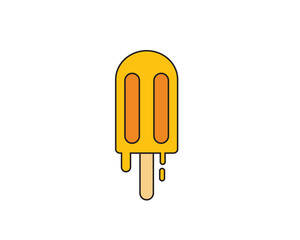 A minimal and modern illustration of a melting orange popsicle on a stick, featuring clean lines and bright colors, perfect for summer designs, food graphics, refreshing concepts.
