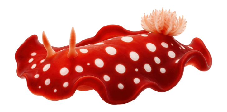 Spanish dancer nudibranch with undulating red mantle and white spots