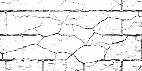 white textured wall with cracks and brick foundation, creating a distressed and some dark spots, textured appearance. it looks aged