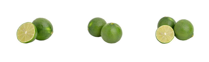 fresh green limes on transparent background