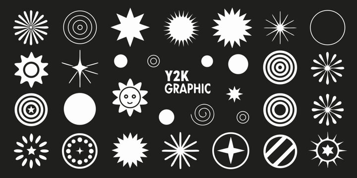 Y2 K graphic elements collection icons shapes