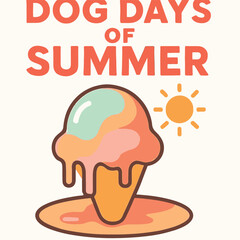 Dog Days of Summer Vector – Melting Ice Cream Under Sun