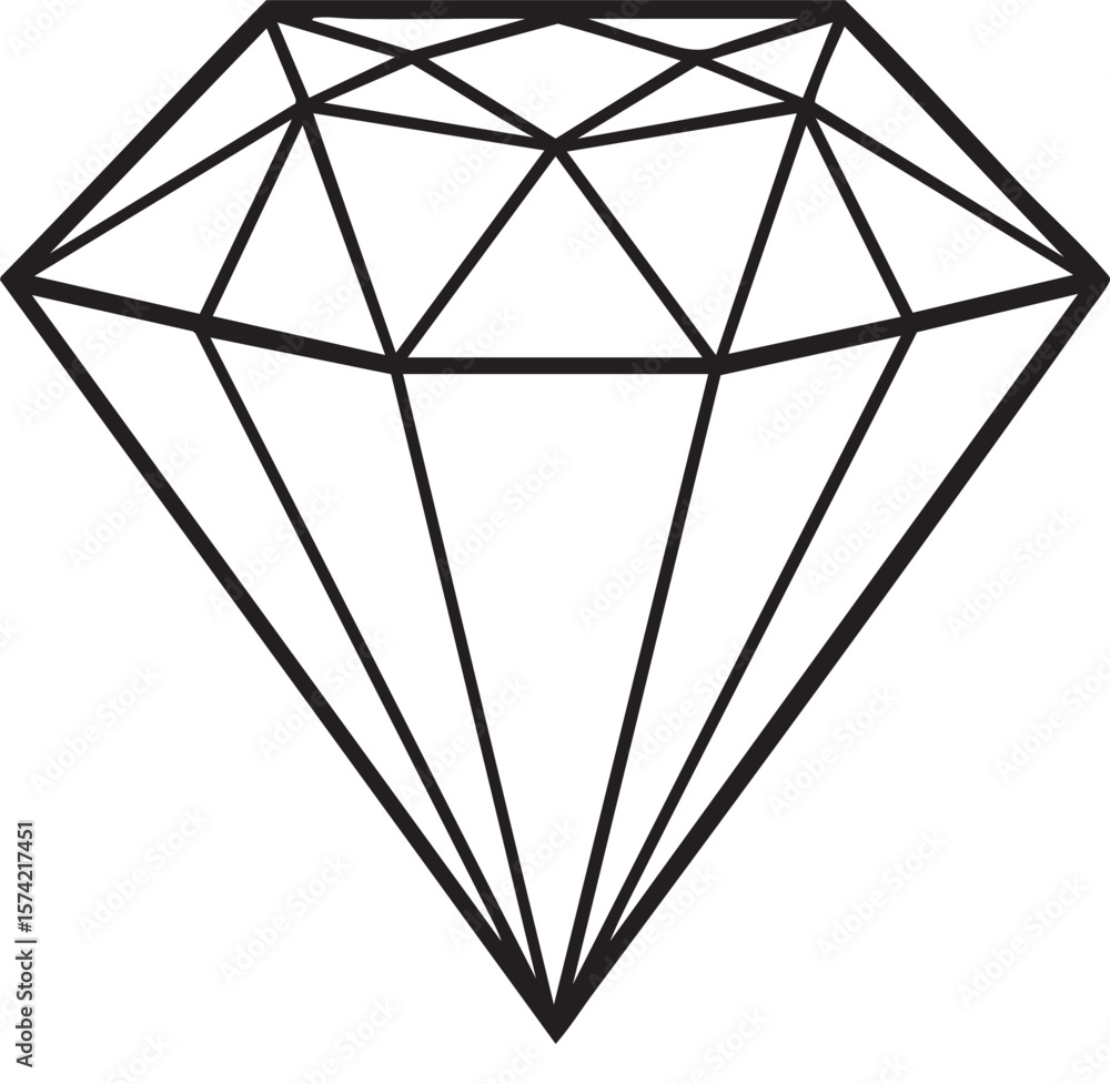 Poster geometric diamond shape with sharp facets and clean lines isolated on transparent background