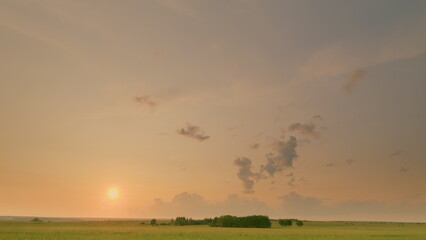 Time lapse. A Serene Sunrise Unfolds Over a Beautifully Tranquil Landscape, Capturing Peaceful...