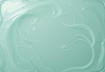 Top view of a transparent mint green gel with a smooth, polished sheen and soft highlights.