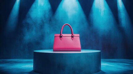 fashion bag with luxury handbag on blue background