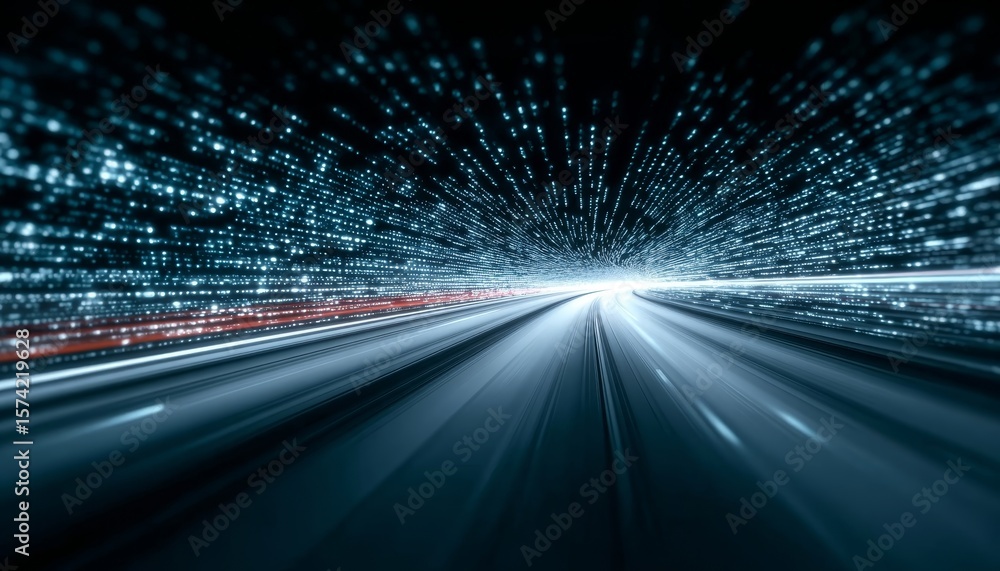 Poster futuristic digital data highway with high-speed connectivity and seamless virtual data transfer