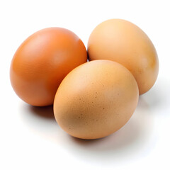 three fresh organic raw eggs isolated on white sur