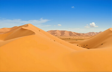 Desert Blue Sky Dunes Natural Scenery