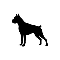 Boxer dog silhouette vector flat illustration design. 
