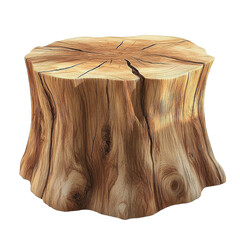 wooden tree stump isolated on white background