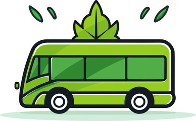 Eco-Friendly Green Bus with Leaf Design for Sustainable Transport
