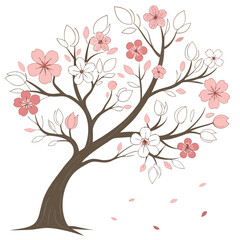 Delicate pink cherry blossoms on a brown tree cherry blossom tree