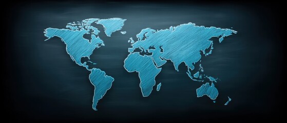 Global map representation world infographic dark background aerial view geographical insights and connectivity