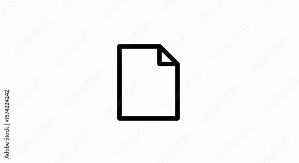 Poster simple outline of a document with a folded corner on a white background
