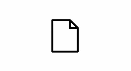 Simple outline of a document with a folded corner on a white background