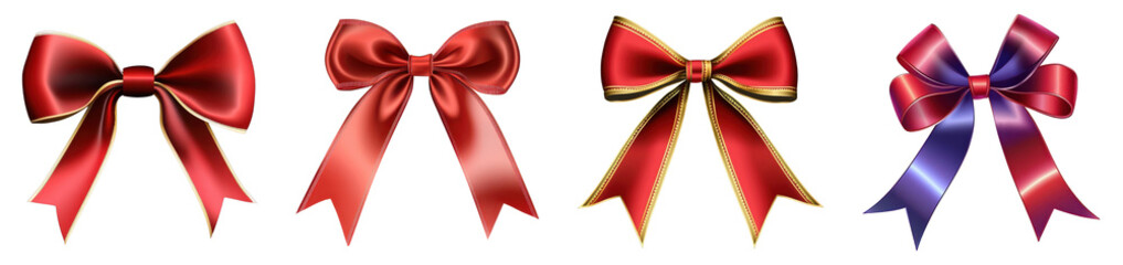 collection of colorful ribbon bows isolated on white background