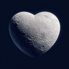 Romantic Lunar Sphere Heart Shape Surface Texture in Night Sky Symbolizing Space Love Astronomy