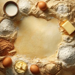 Baking Ingredients and Raw Elements for Pastry Preparation and Cooking