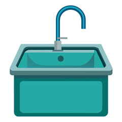Teal kitchen sink with chrome faucet and drain turquoise