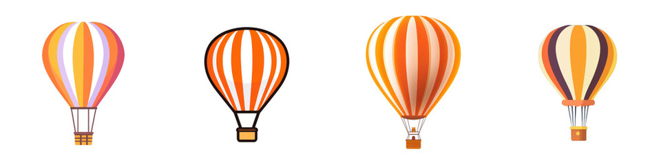 hot air balloons vector, isolated on white background