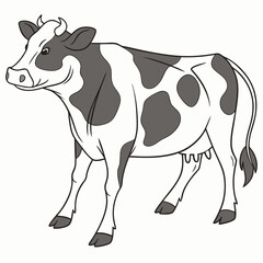Black and white cow standing animal farm