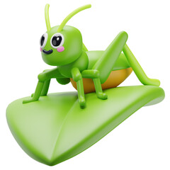 3D Grasshopper on Leaf Icon