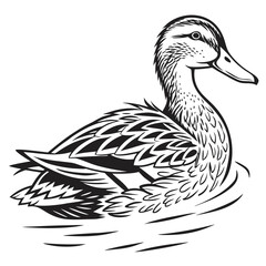 Black duck swimming on water bird animal