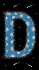 "D"-Shaped String Art: Spikes, Comets & Starry Sky – Fornasetti 1980s Digital Film Style