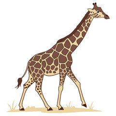 Giraffe walking on grassy ground animal wildlife