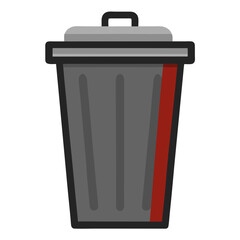 Gray trash can with red accent stripe and lid garbage bin waste receptacle