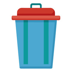 Blue trash can with red lid and teal accents garbage can waste receptacle