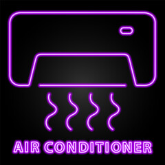air conditioner neon sign, modern glowing banner design, colorful modern design trends on black background. Vector illustration.