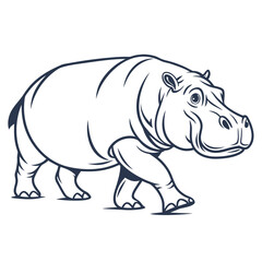 Stylized hippopotamus walking animal wildlife
