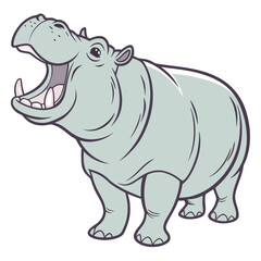 Cartoon hippopotamus open mouth animal illustration
