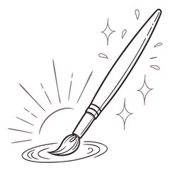 Thin brush creating sparkling artistic effect painting drawing