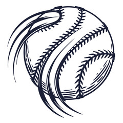 Dynamic baseball with swirling motion and stitching sport game