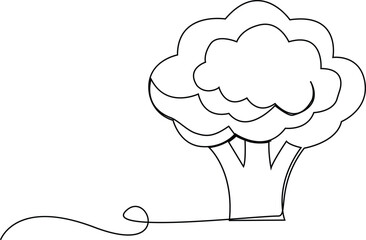 Continuous one line drawing of broccoli. One line drawing illustration of whole healthy organic green broccoli. fresh vegetable concept continuous line art. Editable outline, Fresh Broccoli.